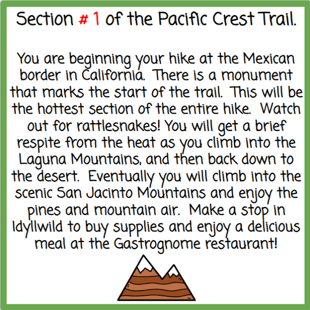 6th Grade Math Review Project PBL - Hike the Pacific Crest Trail