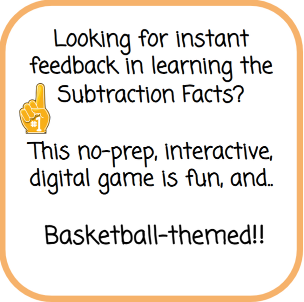 Basketball-Themed Subtraction Digital Flashcards