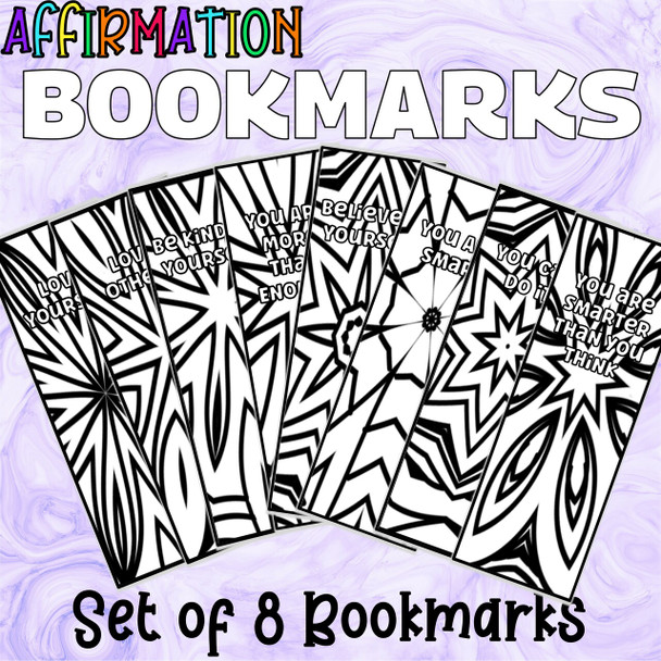 Affirmation Bookmarks to Color Set 2 8 Bookmark Coloring Pages