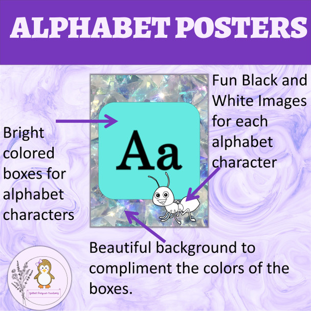 Angel Aura Beginning Letter Sounds Alphabet Posters Uppercase and Lowercase