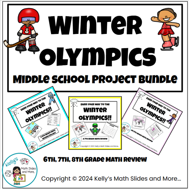 Middle School Math Bundle of 3 Winter Olympics Projects