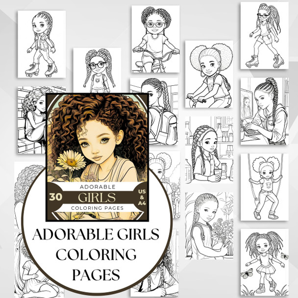 African American Girls Coloring for Kids and Adults, Easy to Challenging Styles, Afro Girls Coloring, Melanin Coloring,  Black Girls Coloring