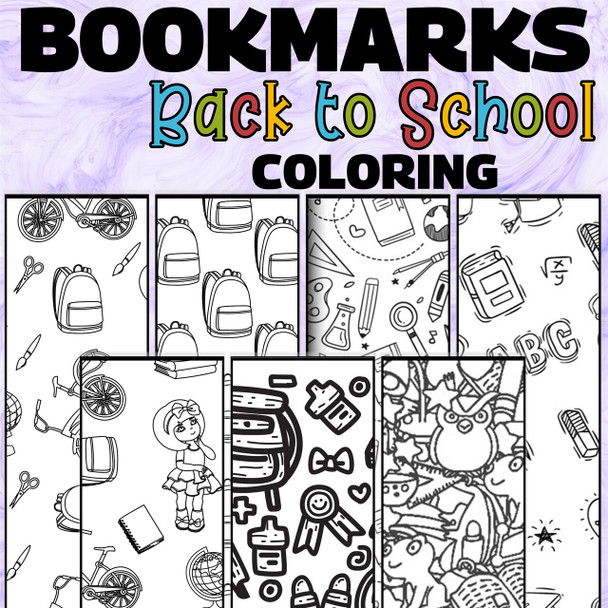 Back to School Bookmarks to Color Set 2 | Coloring Bookmarks