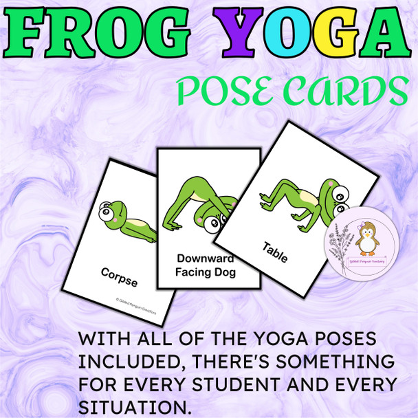 Yoga Pose Cards for kids for calming corner calm down corner activity - frog