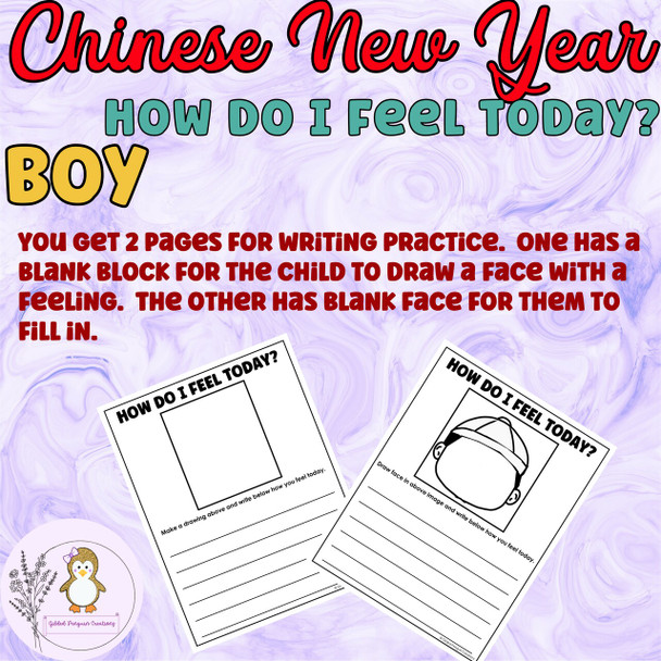 How Do I Feel Today Chinese New Year BOY Poster and Flashcards Emotions Feelings