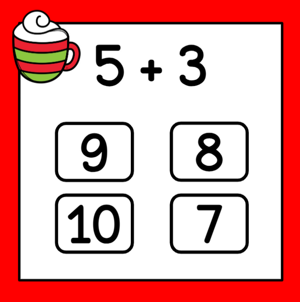 Addition Digital Flashcards - Christmas-Themed 