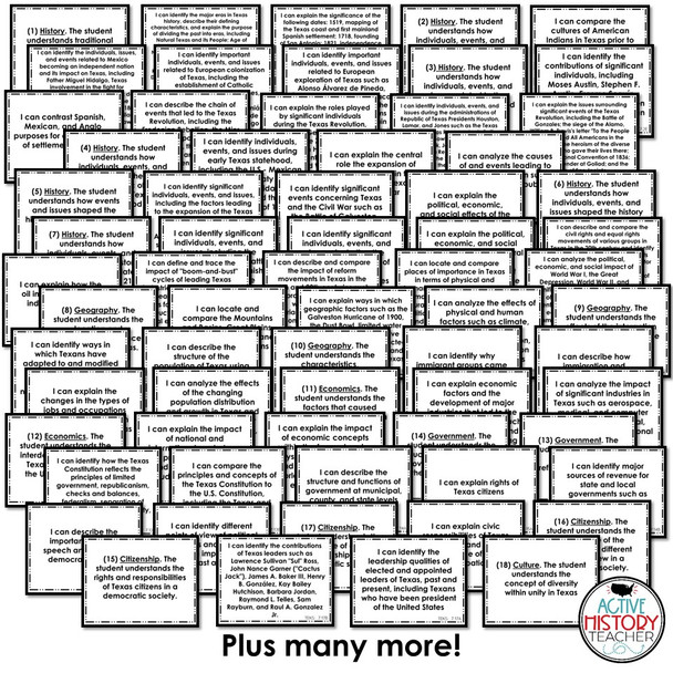 Texas History I Can Statements 7th Grade 24-25 TEKS Revision Back to School