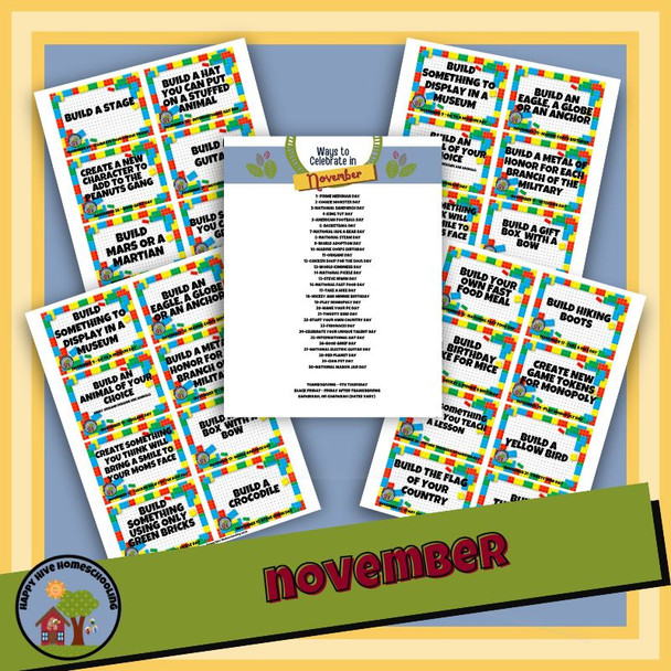 Year Long Lego Brick Building Challenge Task Cards