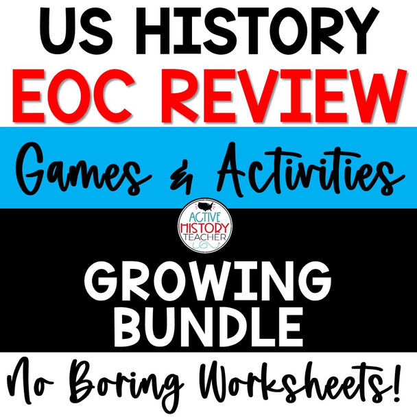 US History EOC Review Games GROWING BUNDLE STAAR Review Hands-On Activities