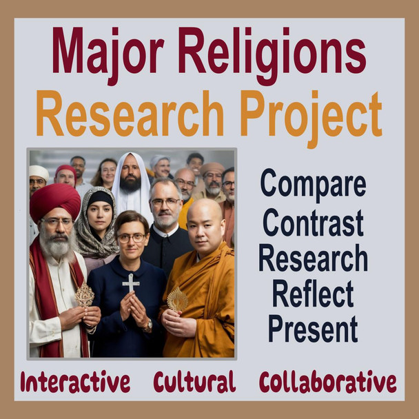 Major Religions- Play, Research, Presentation, Worksheet, Graphic Organizer