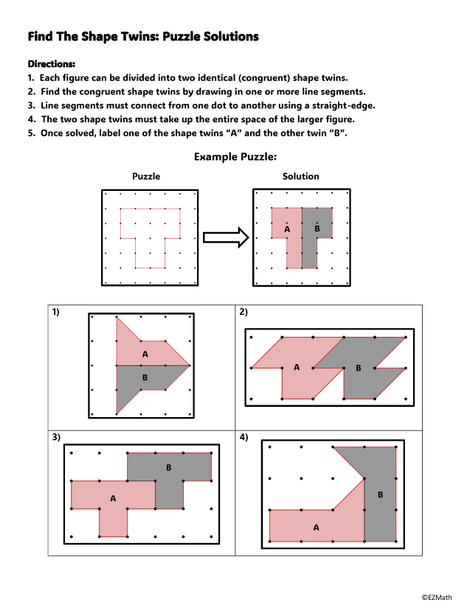Find The Shape Twins: 8th Grade Congruence & Transformation Puzzle Activity