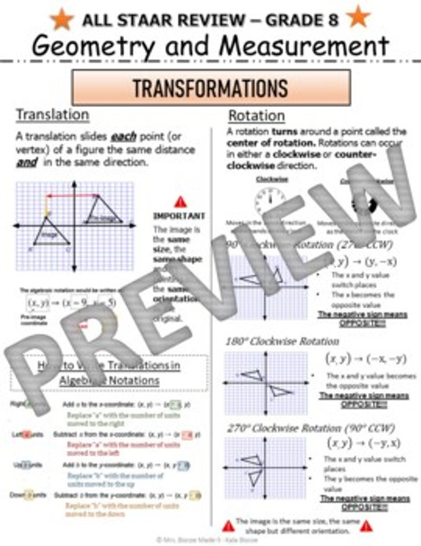 Grade 8 ALL STAAR REVIEW - Geometry and Measurement