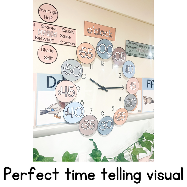 Clock Numbers Display for Classroom Decor - Boho Neutral