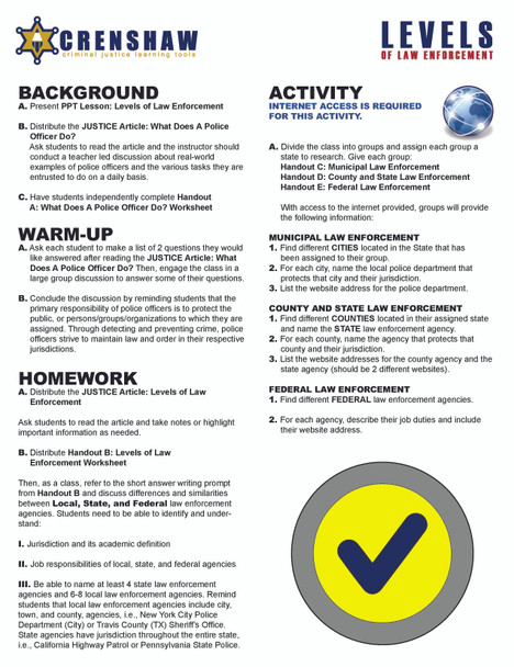 Lesson Bundle LEVELS OF LAW ENFORCEMENT