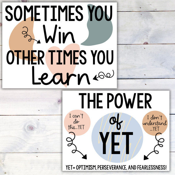 Boho Rainbow Neutrals Classroom Posters Decor and Growth Mindset