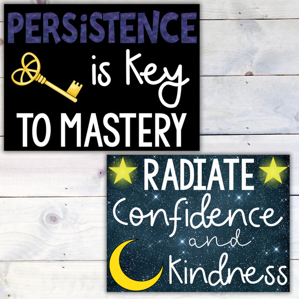 Growth Mindset Motivational Posters - Classroom Decor Midnight Garden