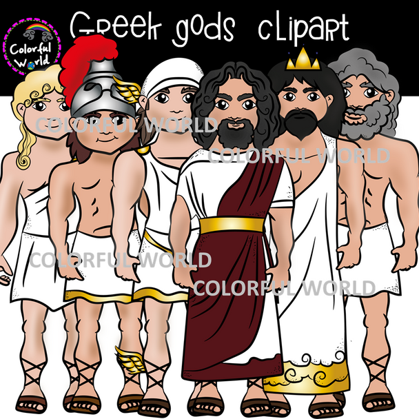 Greek gods and their symbols clipart