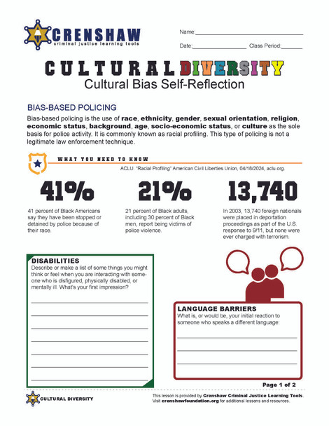 Lesson Bundle CULTURAL DIVERSITY IN POLICING