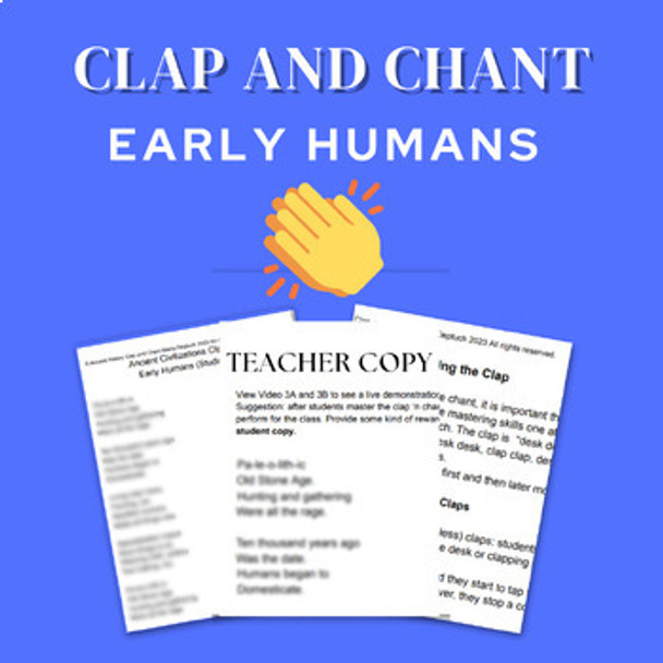 Early Humans Ancient History Fun, Kinesthetic Clap and Chant activity