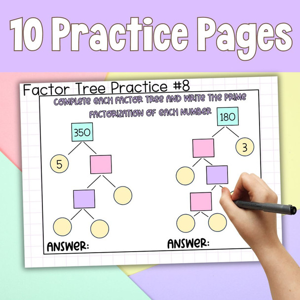 Factor Tree Practice Pages + Interactive Google Slides | Prime Factorization