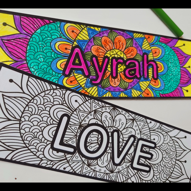 Editable Bookmarks | Mandala Coloring Name Bookmarks | Back to School