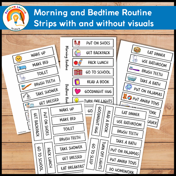 Morning Routine Checklist | Bedtime Routine Visual Schedule | Home Routines Chart 