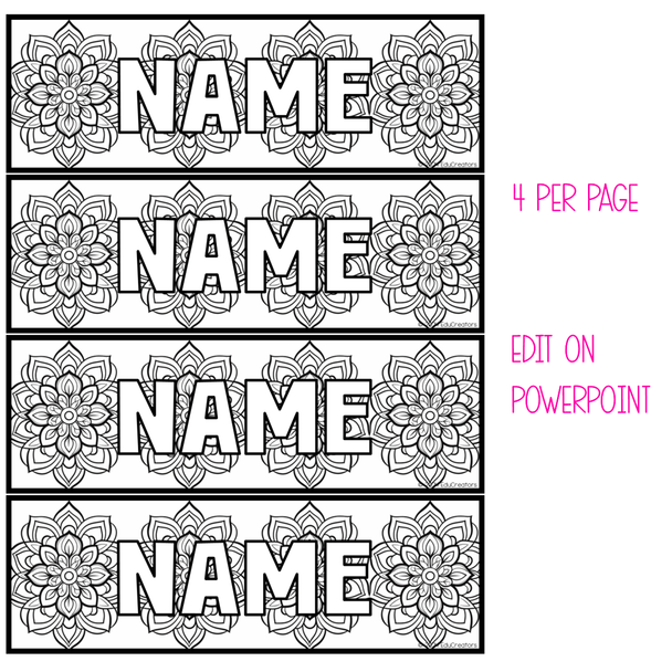 Editable Mandala Bookmarks