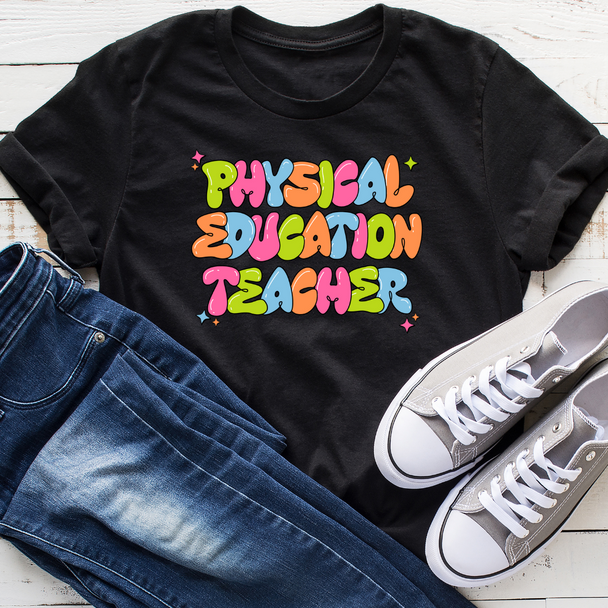 Physical Education Teacher Bubble Letter shirt