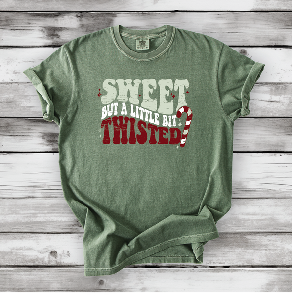Cute Christmas shirts, Sweet but Twisted - Christmas Candy Cane shirts, Vintage Christmas Designs- Comfort Colors