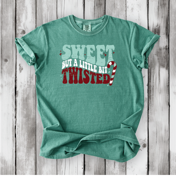 Cute Christmas shirts, Sweet but Twisted - Christmas Candy Cane shirts, Vintage Christmas Designs- Comfort Colors