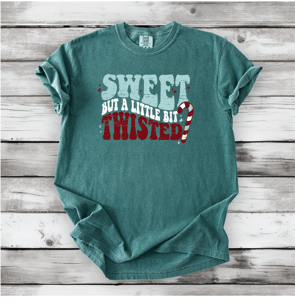Cute Christmas shirts, Sweet but Twisted - Christmas Candy Cane shirts, Vintage Christmas Designs- Comfort Colors