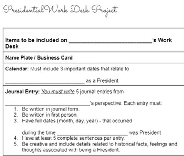 Presidential Work Desk Project