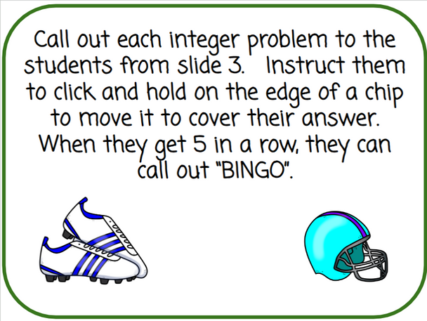 Integer Multiplication Bingo - Football-Themed - Digital and Printable