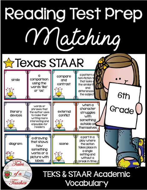 6th Grade STAAR Reading Matching Test Prep