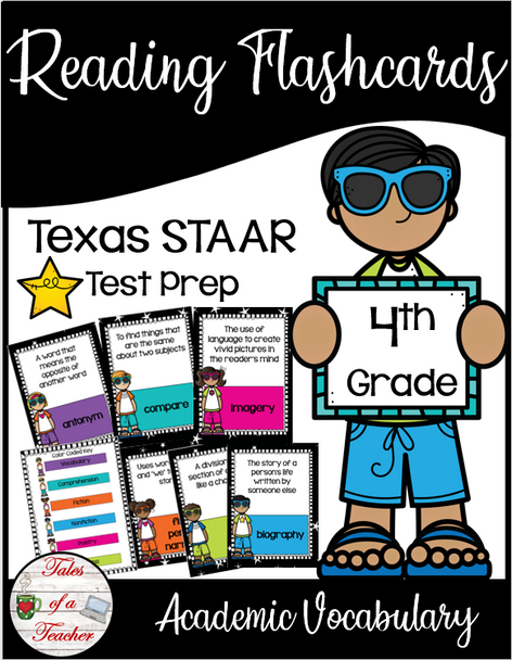 4th Grade STAAR Reading Academic Vocabulary Flashcards