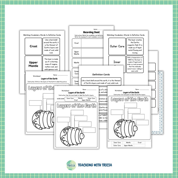 Geology - Layers of the Earth: Information Input, Activities & Worksheets
