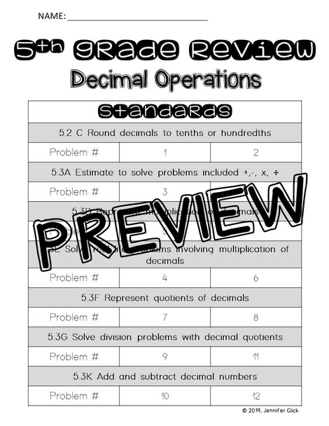 5th grade Review: Decimal Operations