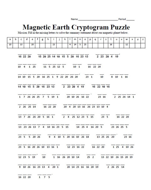 Magnetic Earth Cryptogram Puzzle