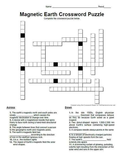 Magnetic Earth Crossword Puzzle