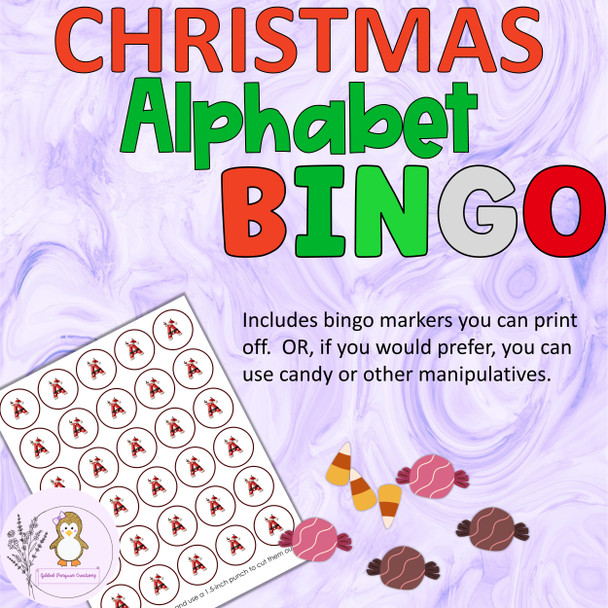 Christmas Alphabet Bingo Cards Christmas Alphabet Activity Game - 5x5