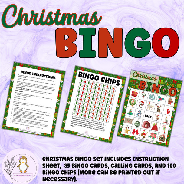 Christmas Bingo Cards Activity Game for Classroom Parties - 5x5