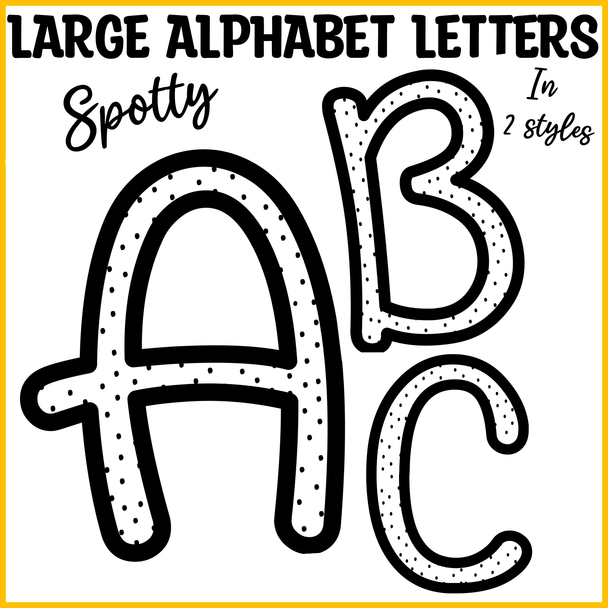 Large Black and White Spotty Alphabet Letters, Bulletin Board Alphabet Letters