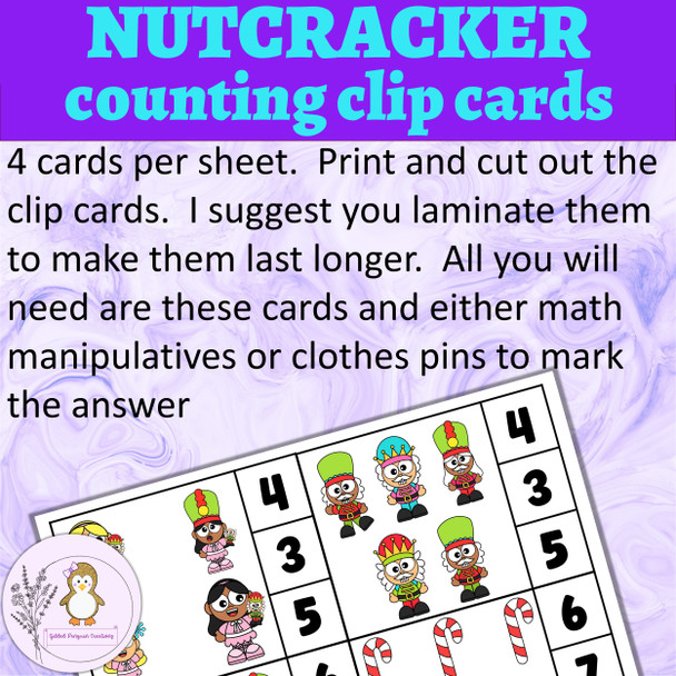 Christmas Counting Clip Cards Nutcracker Learn Numbers 0 to 10 Counting to 10