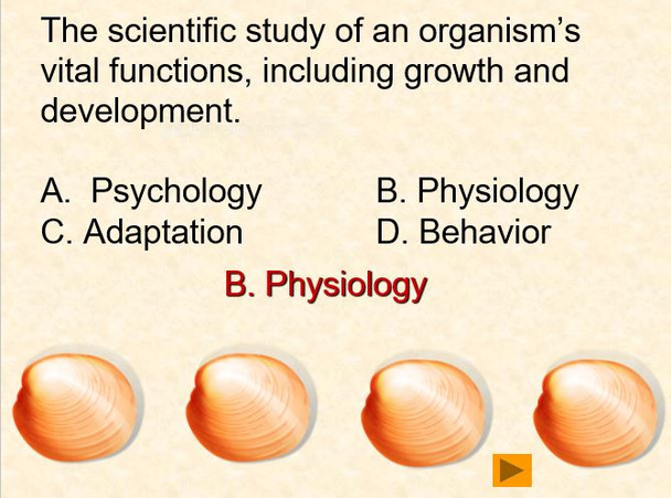 Old Shell Game Science Review: Adaptations Vocabulary