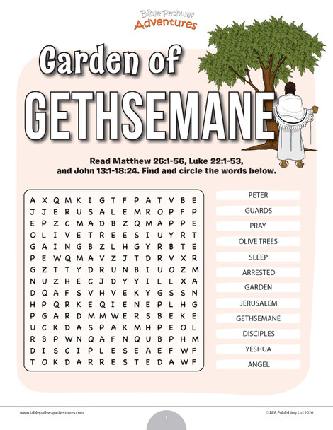 Garden of Gethsemane word search puzzle