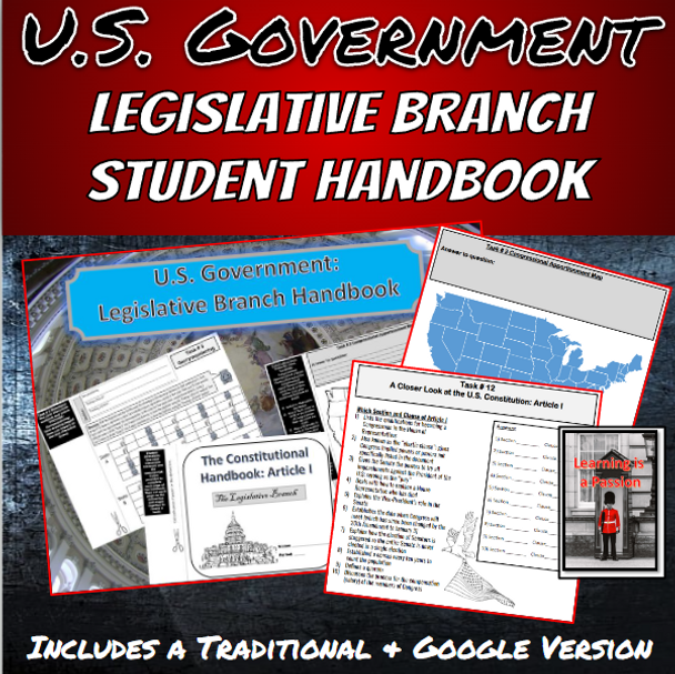 U.S. Government | The Legislative Branch | Student Handbook Activity 