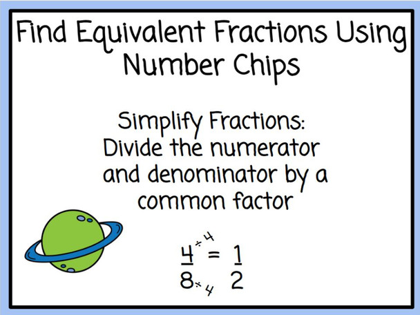 Equivalent Fractions with Number Chips - Space-themed - Digital and Printable