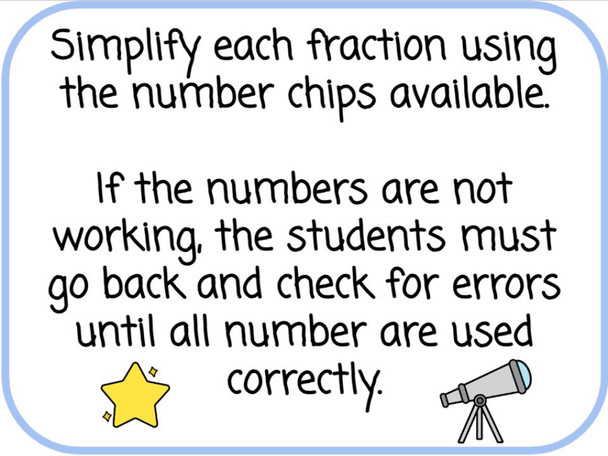 Equivalent Fractions with Number Chips - Space-themed - Digital and Printable