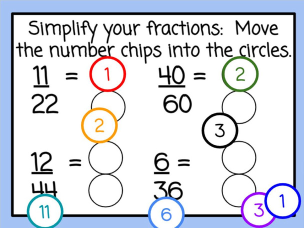 Equivalent Fractions with Number Chips - Space-themed - Digital and Printable