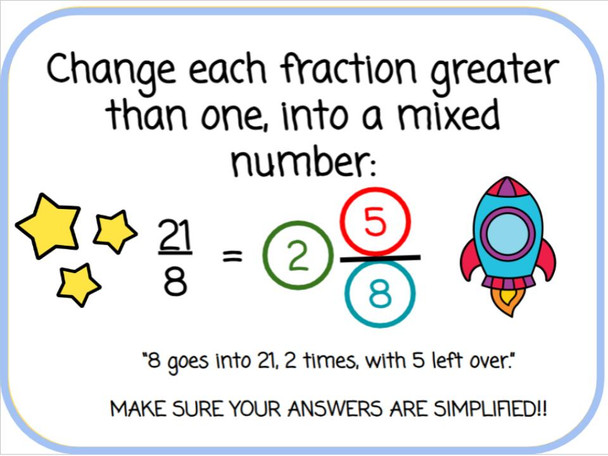 Equivalent Fractions with Number Chips - Space-themed - Digital and Printable